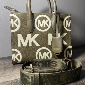 Michael Kors Olive and Cream Logo Tote
